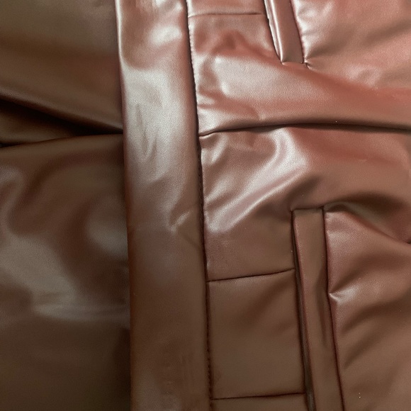 NWT BBJ Los Angeles Dark Rust coloured pleather high rise fit trousers size S - Picture 6 of 6